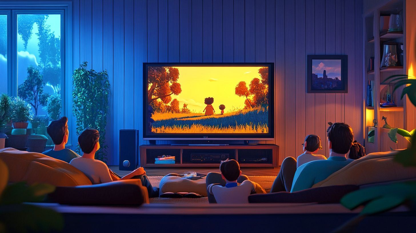 family watching a movie